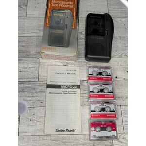 Radio Shack Portable Voice Microcassette Tape Recorder Micro-22 4 Tapes Tested